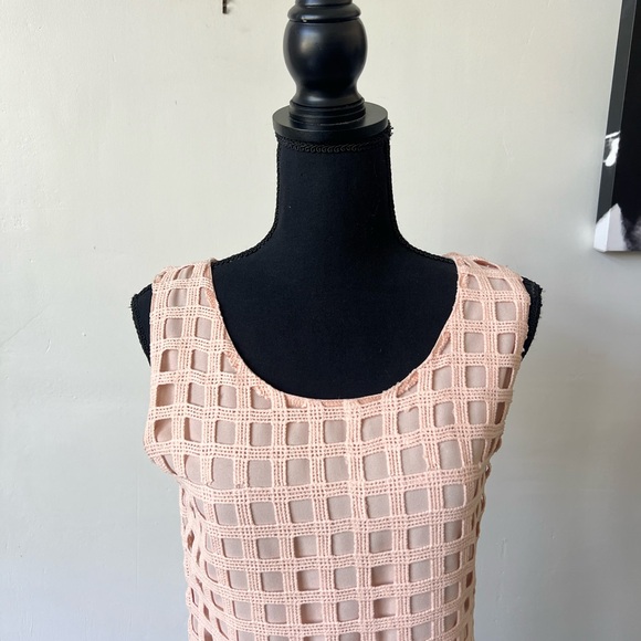 Just Me Blush Pink Basket Weave Mini Dress size Small - Picture 3 of 8